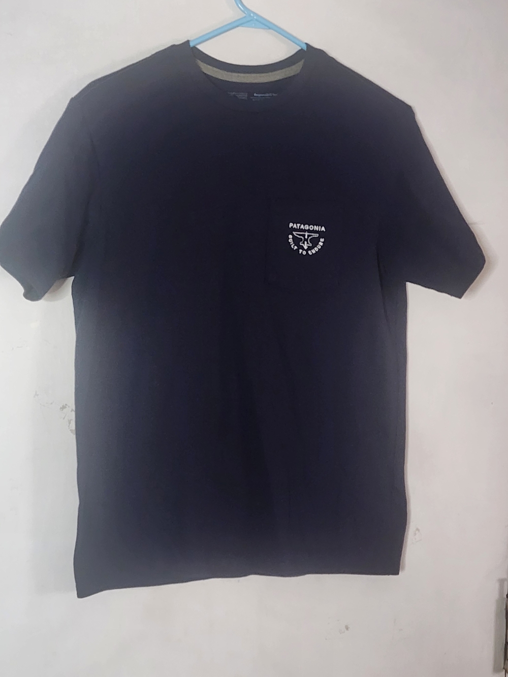 Patagonia Men’s Navy Pocket Tee with Chest Logo